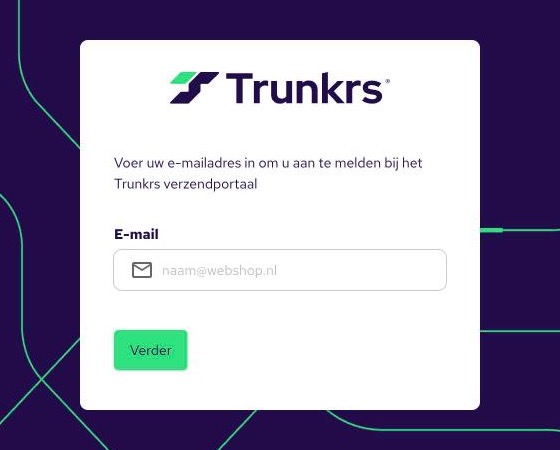 Inlogscherm van het Shipping Portal